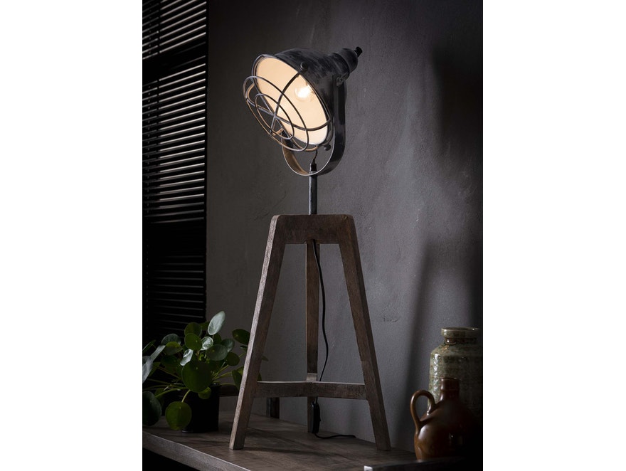 SalesFever® Stehlampe mit drehbarem Schirm aus Eisen auf Holz Afro 8198/48 - 3