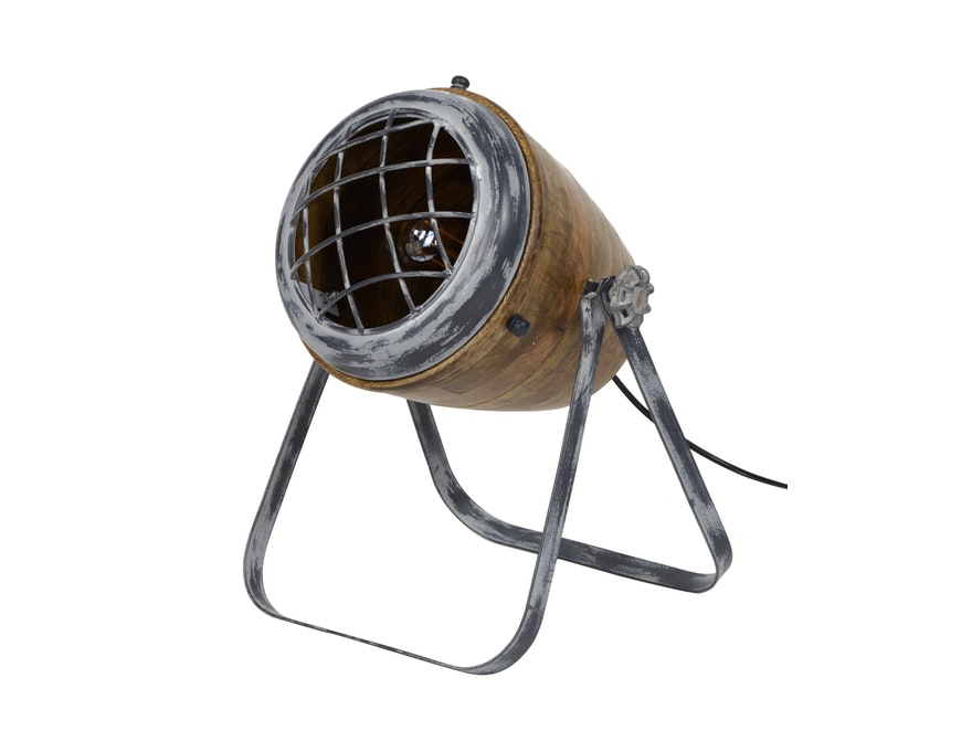 SalesFever® Tischlampe aus Eisen mit Holzschirm Raster Flodor 8211/16 - 1