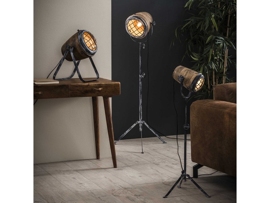 SalesFever® Stehlampe aus Eisen mit Holzschirm Raster Avelino 8212/16 - 3