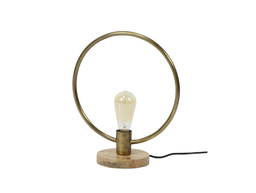 SalesFever® Tischlampe rund Metallring mit Holzfuß LILA 374320 - 1