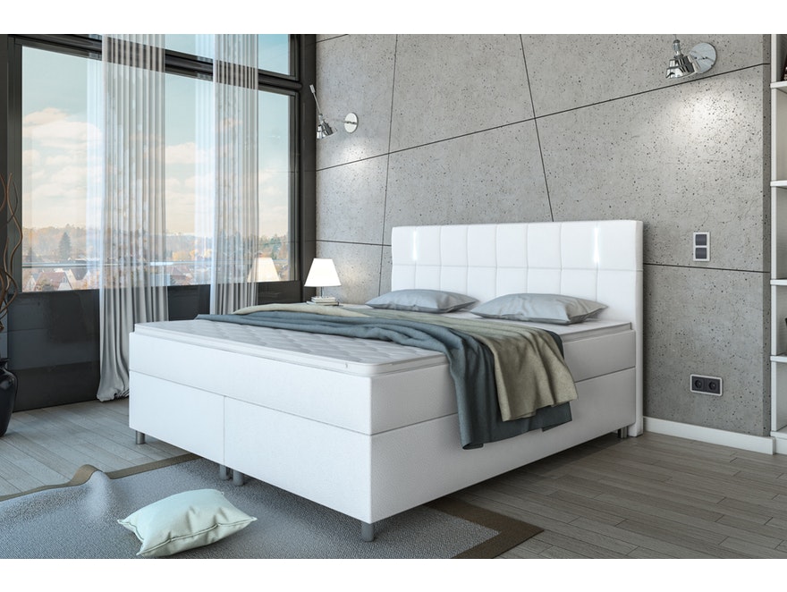 SalesFever® Boxspringbett Bettkasten LED 180 x 200 cm weiß Hotelbett SERENO 382158 - 3