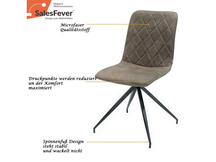 SalesFever® Esszimmerstuhl grau Microfaser Polsterstuhl im 2er Set AMEY 390085 - 2