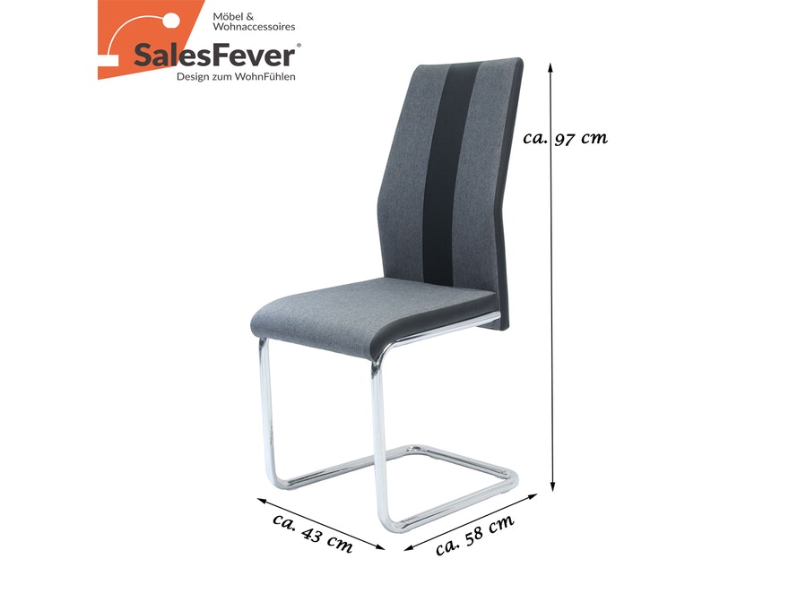 SalesFever® Freischwinger Stuhl 2er Set grau schwarz Esszimmerstuhl CHARLIE 390108 - 2