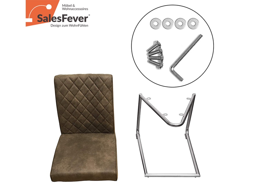 SalesFever® Esszimmerstuhl 2 er Set Freischwinger grau Lederlook Metall DARIUS 390139 - 4