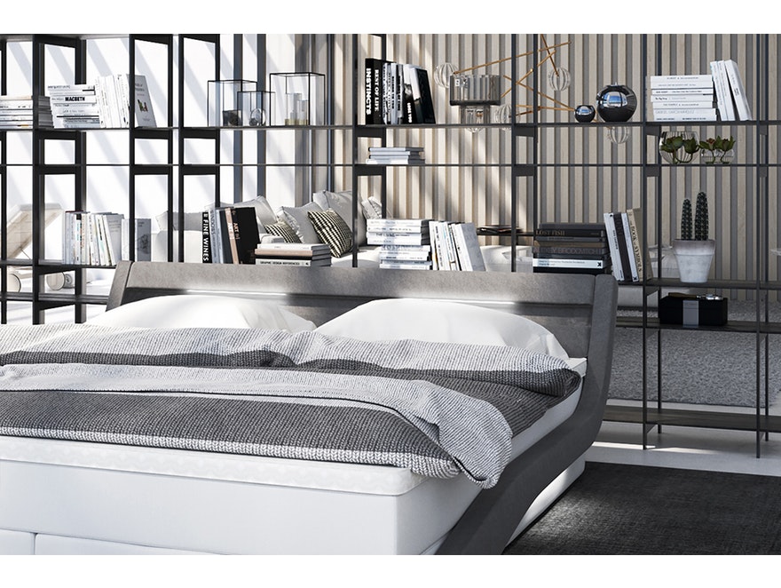 SalesFever® Boxspringbett 200 x 200 cm weiß grau Hotelbett LED ZOFIA 387597 - 3