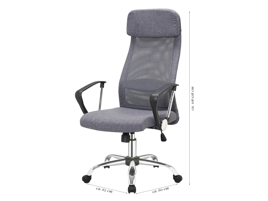 SalesFever® Bürostuhl Schreibtischstuhl grau mit Netzrücken und Leinen Stoffbezug Dos 390924 - 7