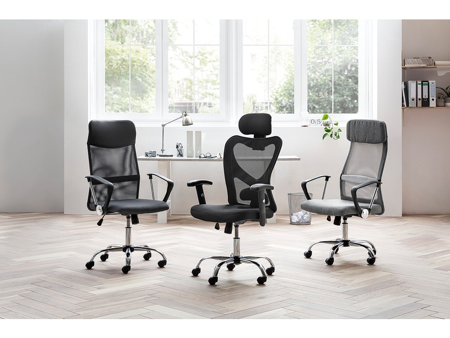 SalesFever® Bürostuhl Schreibtischstuhl grau mit Netzrücken und Leinen Stoffbezug Dos 390924 - 2