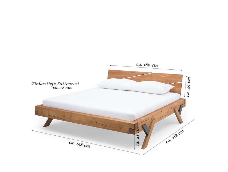 SalesFever® Balkenbett 180 x 200 cm aus massivem Fichtenholz natur SARAH 390856 - 3