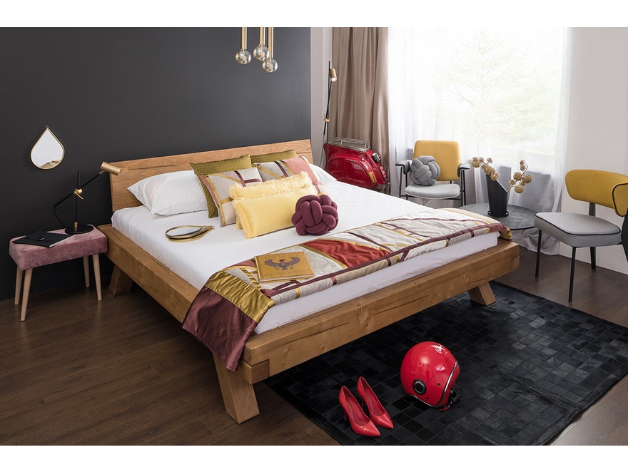 SalesFever® Balkenbett 200 x 200 cm aus massivem Fichtenholz natur MALAK 390900 - 1