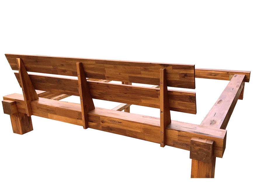 SalesFever® Balkenbett 140 x 200 cm aus massivem Akazie-Holz LAILA 345726 - 5