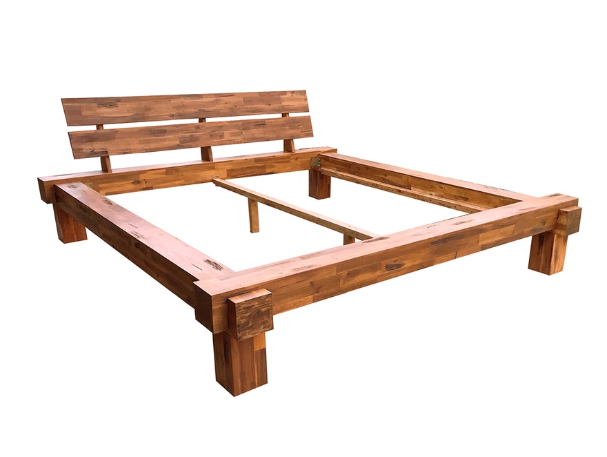 SalesFever® Balkenbett 160 x 200 cm aus massivem Akazie-Holz LAILA 345733 - 2