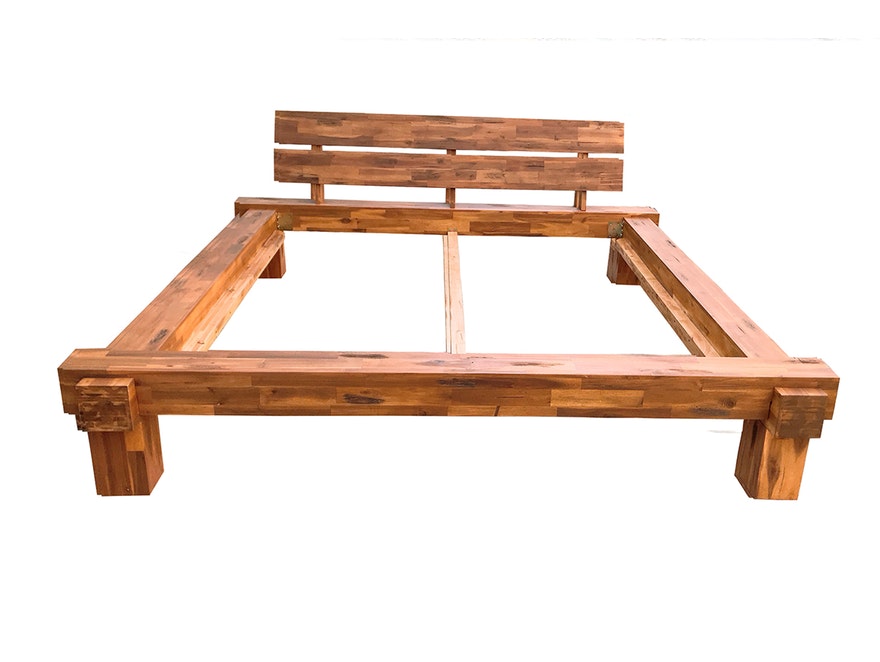 SalesFever® Balkenbett 180 x 200 cm aus massivem Akazie-Holz LAILA 345740 - 3
