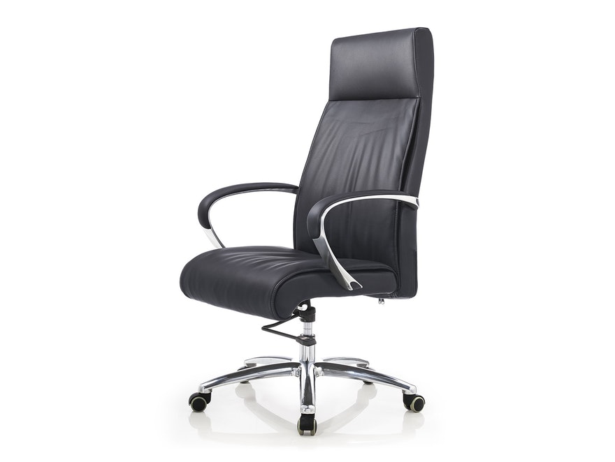 SalesFever® Bürostuhl Schreibtischstuhl schwarz aus Echtleder NEO 390498 - 2