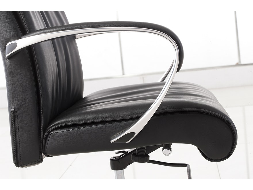 SalesFever® Bürostuhl Schreibtischstuhl schwarz aus Echtleder NEO 390498 - 3
