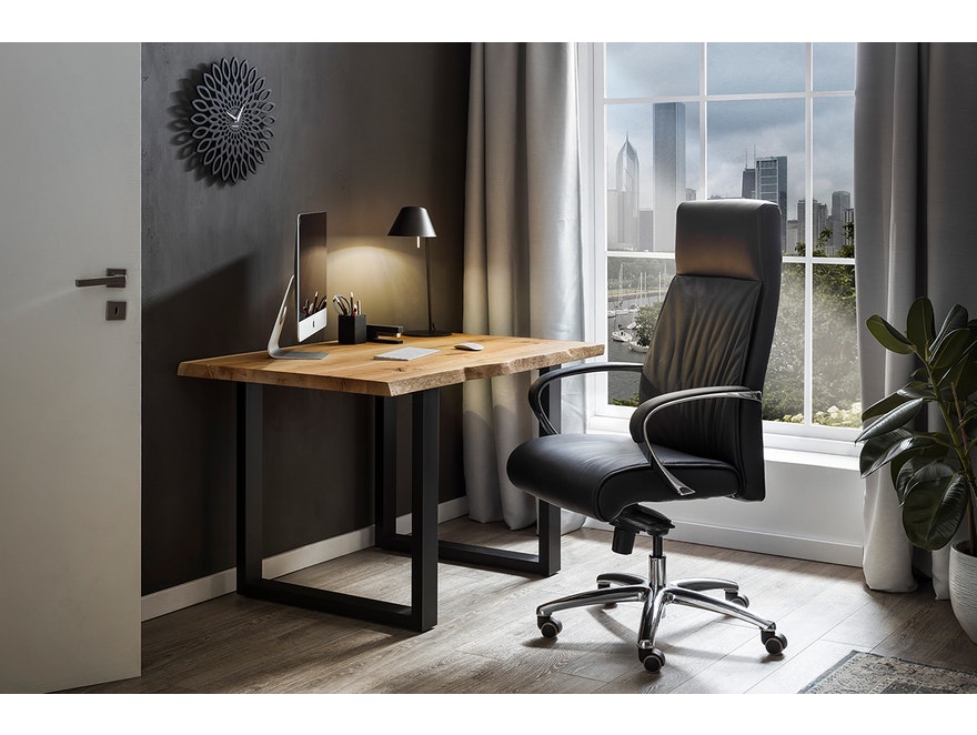 SalesFever® Bürostuhl Schreibtischstuhl schwarz aus Echtleder NEO 390498 - 4