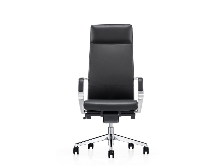 SalesFever® Bürostuhl Schreibtischstuhl schwarz aus Echtleder SLEEK 390528 - 3