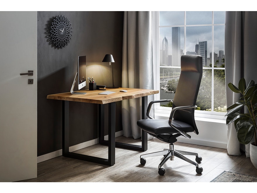 SalesFever® Bürostuhl Schreibtischstuhl schwarz aus Echtleder SLEEK 390528 - 4