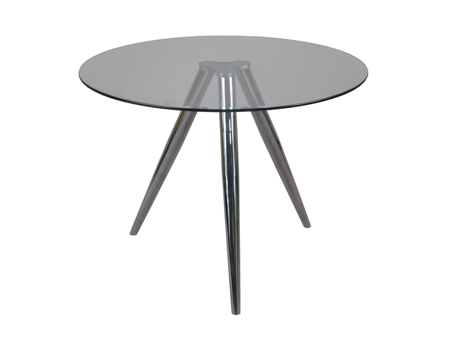 SalesFever® Esstisch rund 100 cm mit Glasplatte und Chrom Beinen LEDAN 391372 - 1