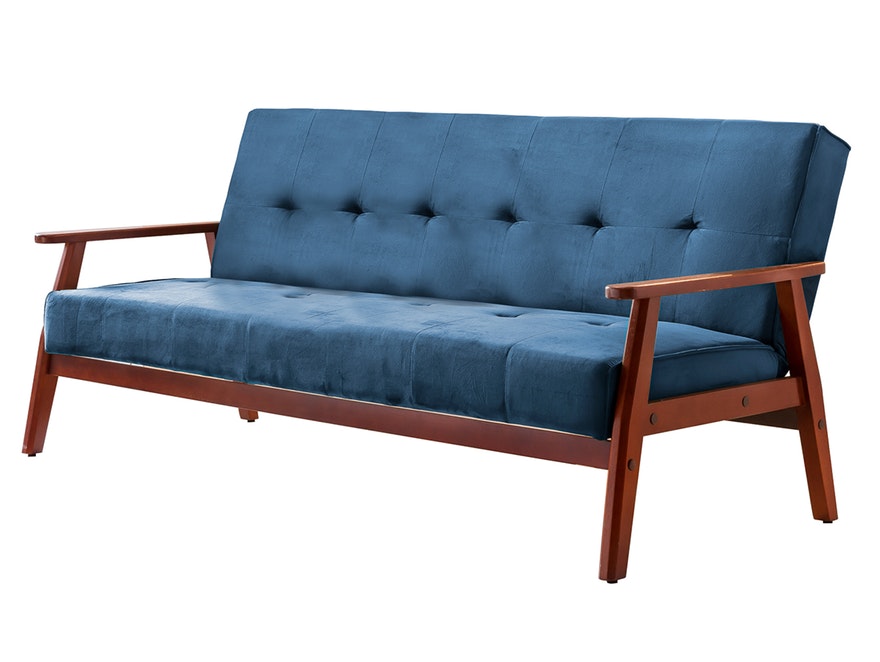 SalesFever® Design Schlafsofa SAMT blau ausklappbar skandinavische Möbel DUNDAL 389614 - 2