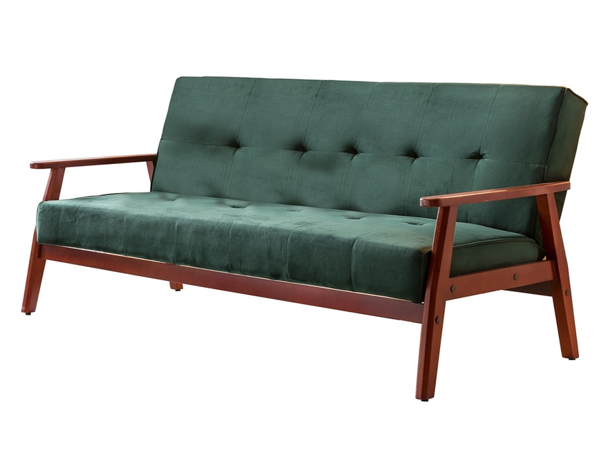SalesFever® Design Schlafsofa Samt grün ausklappbar skandinavische Möbel Dundal 389621 - 2