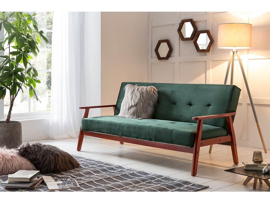SalesFever® Design Schlafsofa Samt grün ausklappbar skandinavische Möbel Dundal 389621 - 3
