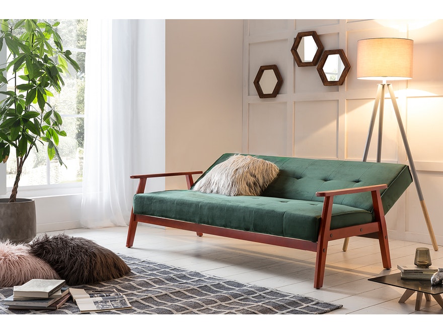 SalesFever® Design Schlafsofa Samt grün ausklappbar skandinavische Möbel Dundal 389621 - 4