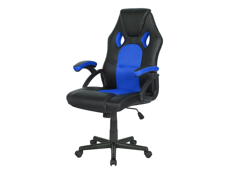 SalesFever® Bürostuhl Schreibtischstuhl schwarz/blau aus Kunstleder ARVO 389669 - 1