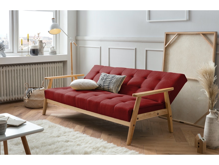 SalesFever® Design Schlafsofa Strukturstoff kaminrot ausklappbar skandinavische Möbel Dundal 393802 - 8