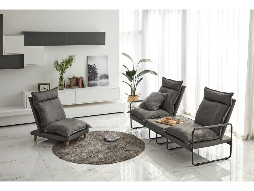 SalesFever® Sessel mit Hocker Webstoff Grau Cloud 394830 - 10
