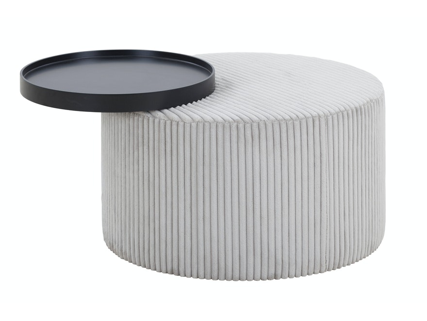 SalesFever® Couchtisch rund Ø 70 cm aus MDF und Texturstoff grau Baldur 395455 - 1