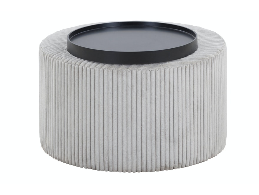 SalesFever® Couchtisch rund Ø 70 cm aus MDF und Texturstoff grau Baldur 395455 - 3