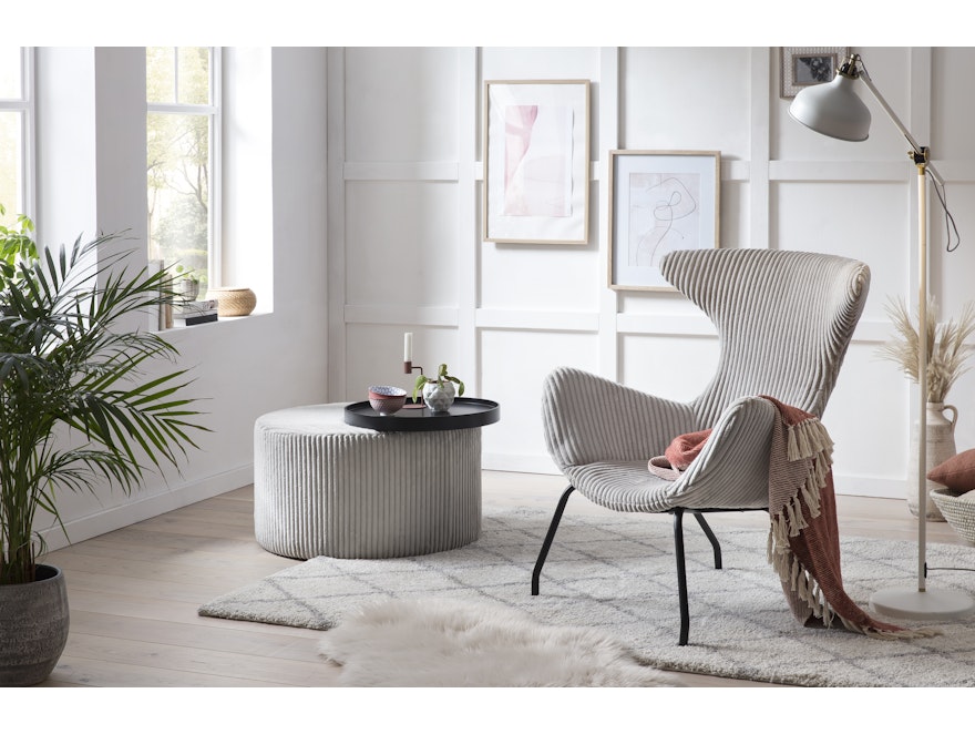 SalesFever® Couchtisch rund Ø 70 cm aus MDF und Texturstoff grau Baldur 395455 - 4