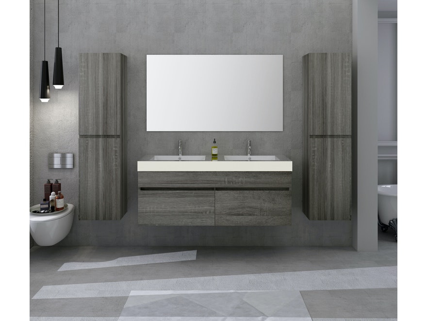 SalesFever® Badezimmer Set 4tlg. Eiche Grau 140 cm CAILAN 395110 - 2