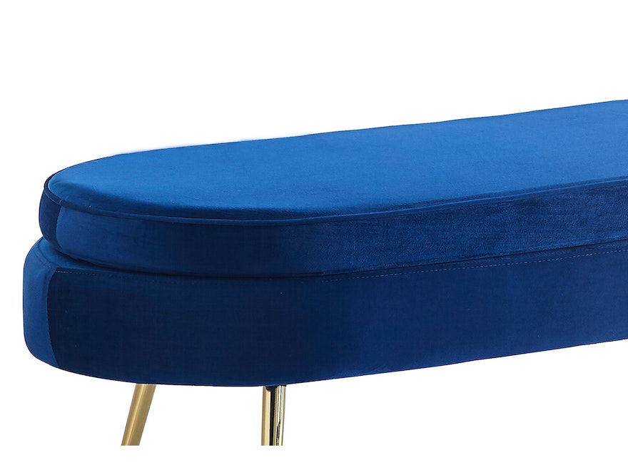 SalesFever® Sitzpouf Dunkelblau oval lang aus Samt, Beine Chrom goldfarben Arielle 371862 - 2