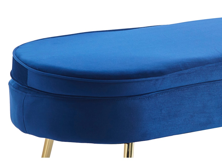 SalesFever® Sitzpouf Dunkelblau oval aus Samt, Beine Chrom goldfarben Arielle 371848 - 2
