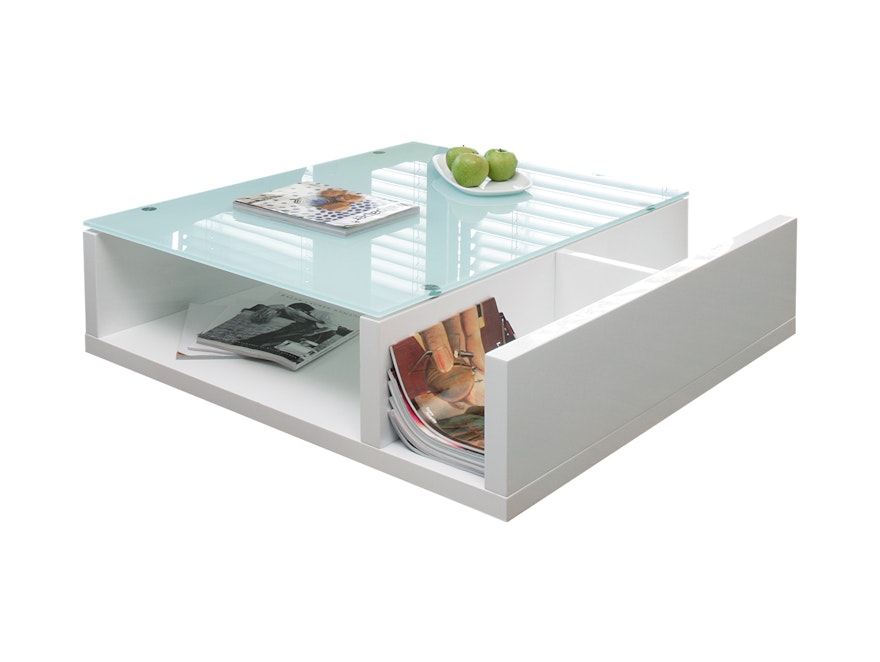 SalesFever® Couchtisch Weiß 100x100 cm mit 3 Ablagefächern Oido 399712 - 2