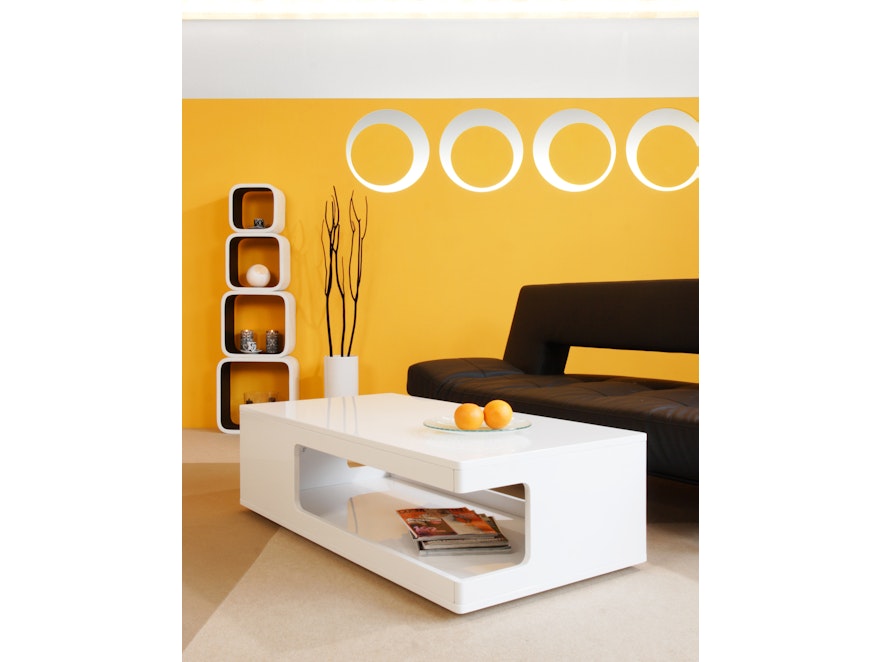 SalesFever® Couchtisch 120x60 cm Weiß Hochglanz White Line 399774 - 1