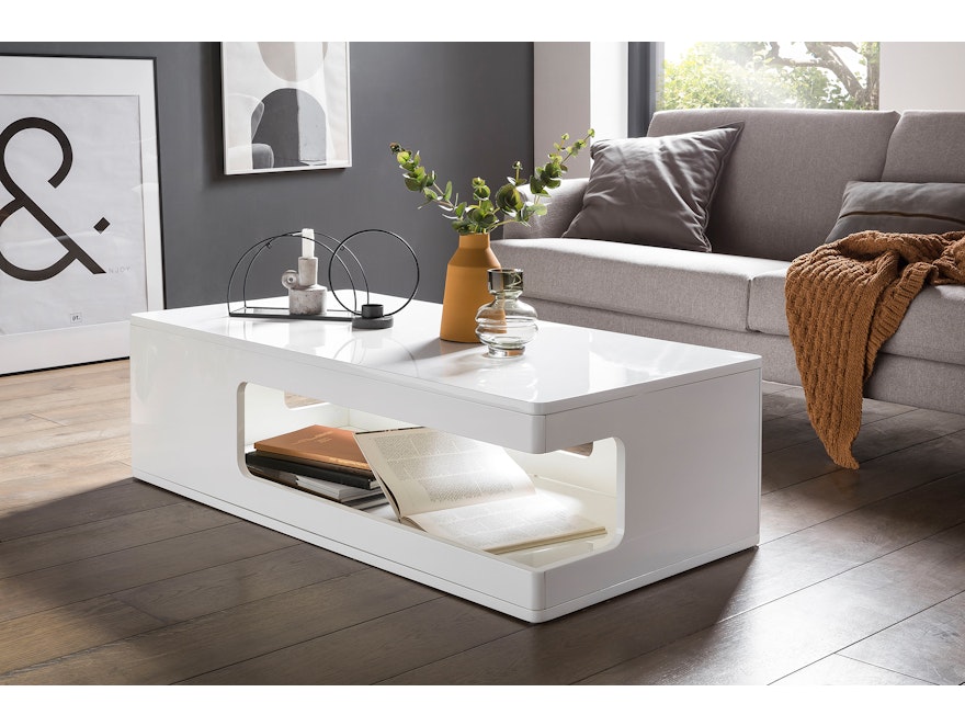 SalesFever® Couchtisch 120x60 cm Weiß Hochglanz White Line 399774 - 2