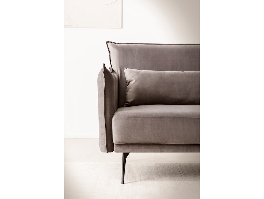 SalesFever® 3-Sitzer Sofa mit Schlaffunktion Samt Grau Liv 368510 - 10