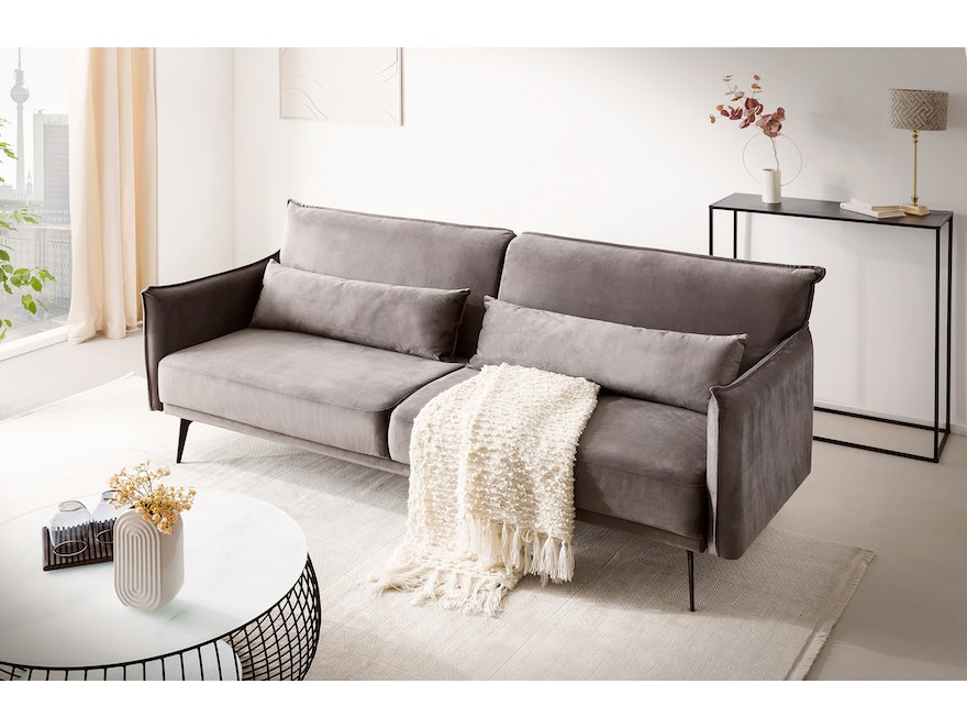SalesFever® 3-Sitzer Sofa Samt Grau Liv 368510 - 7