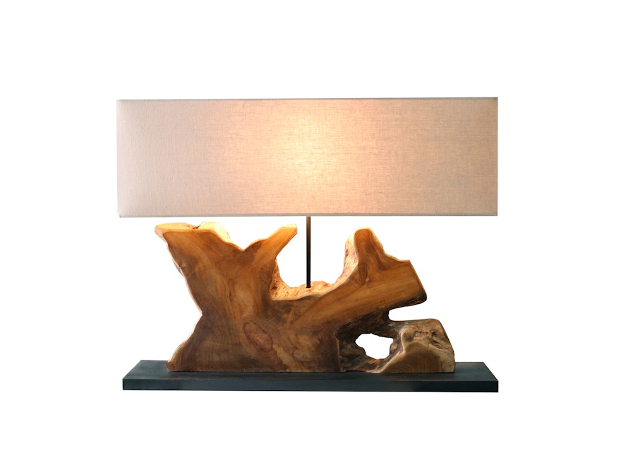 SalesFever® Tischleuchte Treibholz/Leinen Natur 59 cm Breeze 367322 - 1