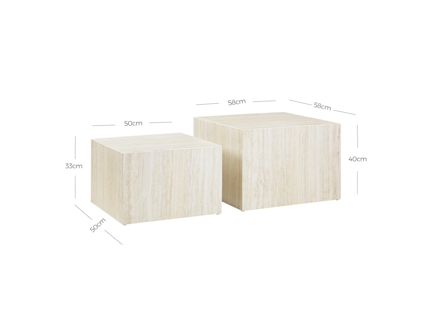 SalesFever® Couchtisch 2er Set in Travertinoptik quadratisch Beige Harlow 367971 - 4