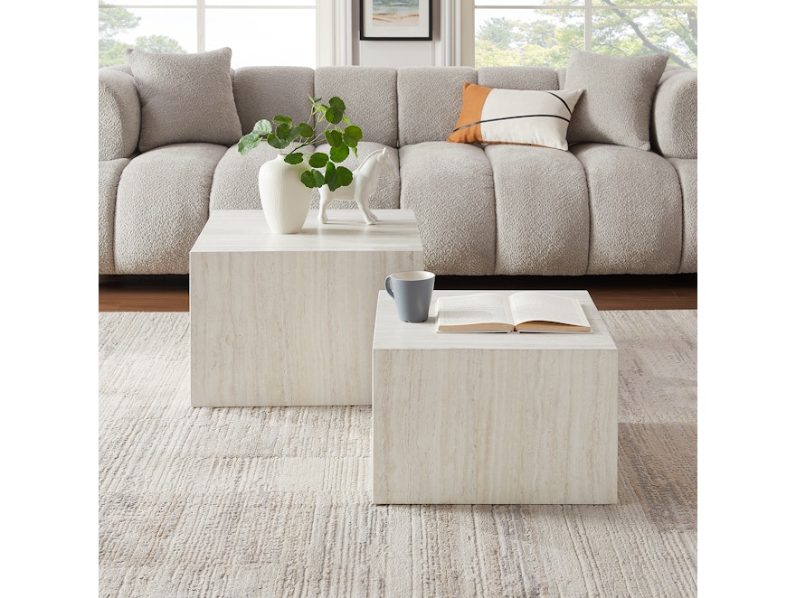 SalesFever® Couchtisch 2er Set in Travertinoptik quadratisch Beige Harlow 367971 - 3