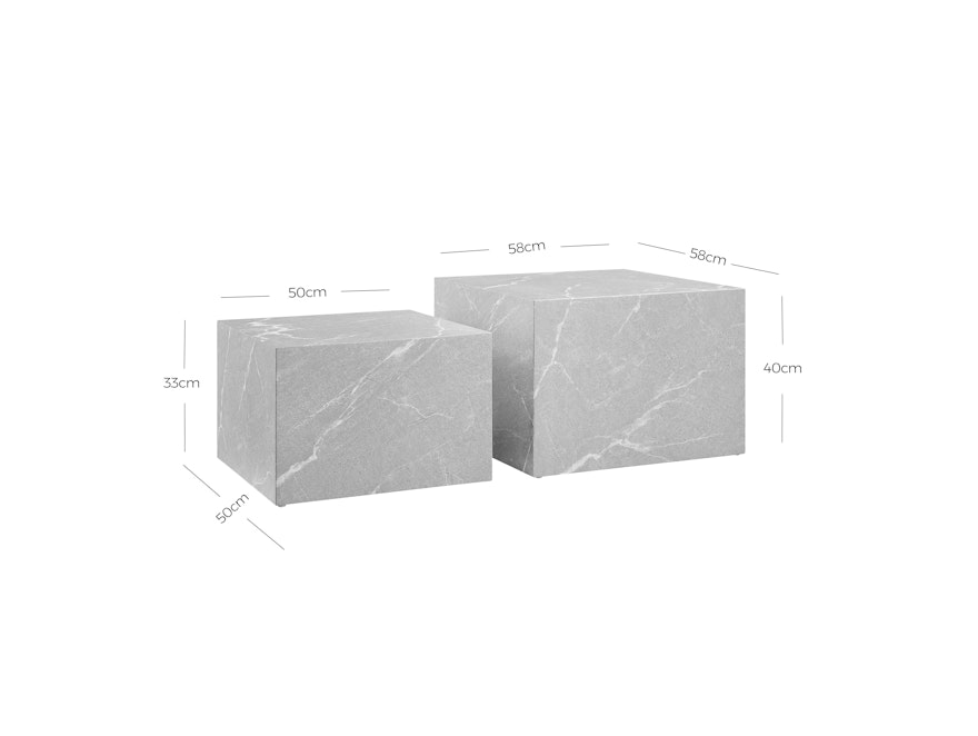 SalesFever® Couchtisch 2er Set in Marmoroptik quadratisch Grau Harlow 368046 - 4