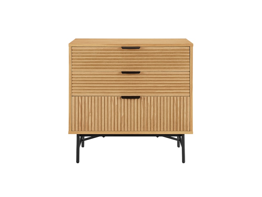 SalesFever® Kommode 80 cm mit 3 Schubladen aus Eiche Echtholzfurnier Lyon 371695 - 1
