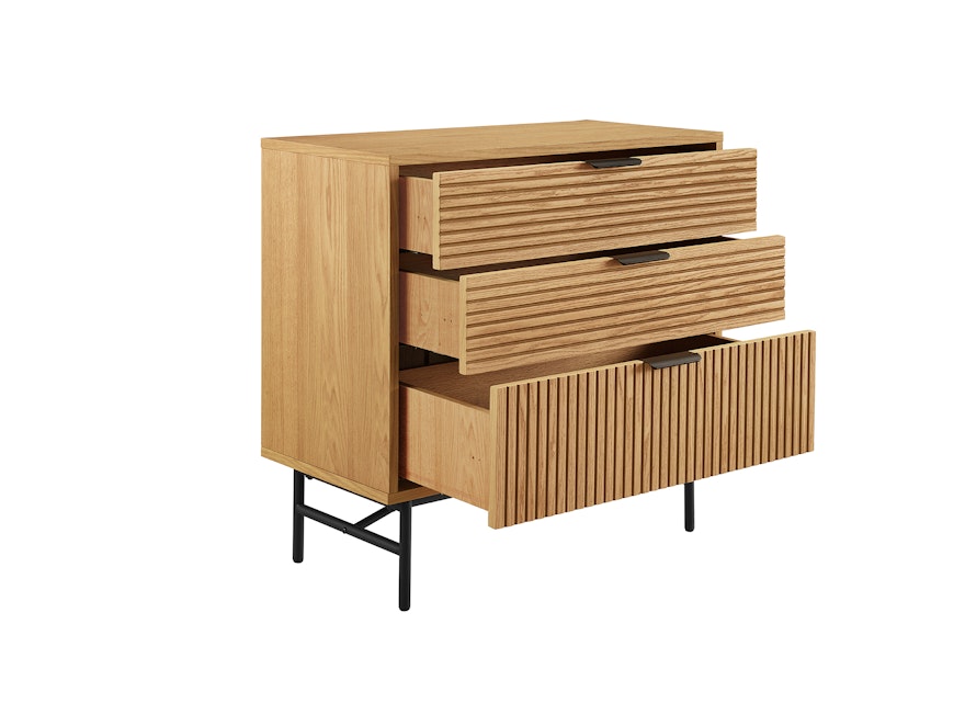 SalesFever® Kommode 80 cm mit 3 Schubladen aus Eiche Echtholzfurnier Lyon 371695 - 4