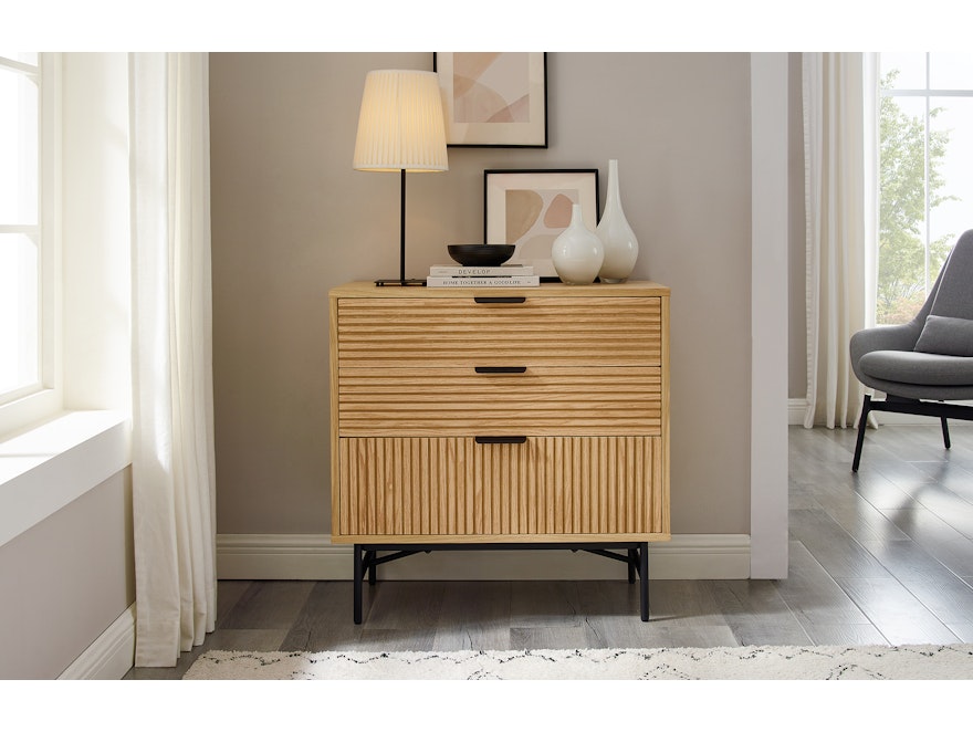 SalesFever® Kommode 80 cm mit 3 Schubladen aus Eiche Echtholzfurnier Lyon 371695 - 2