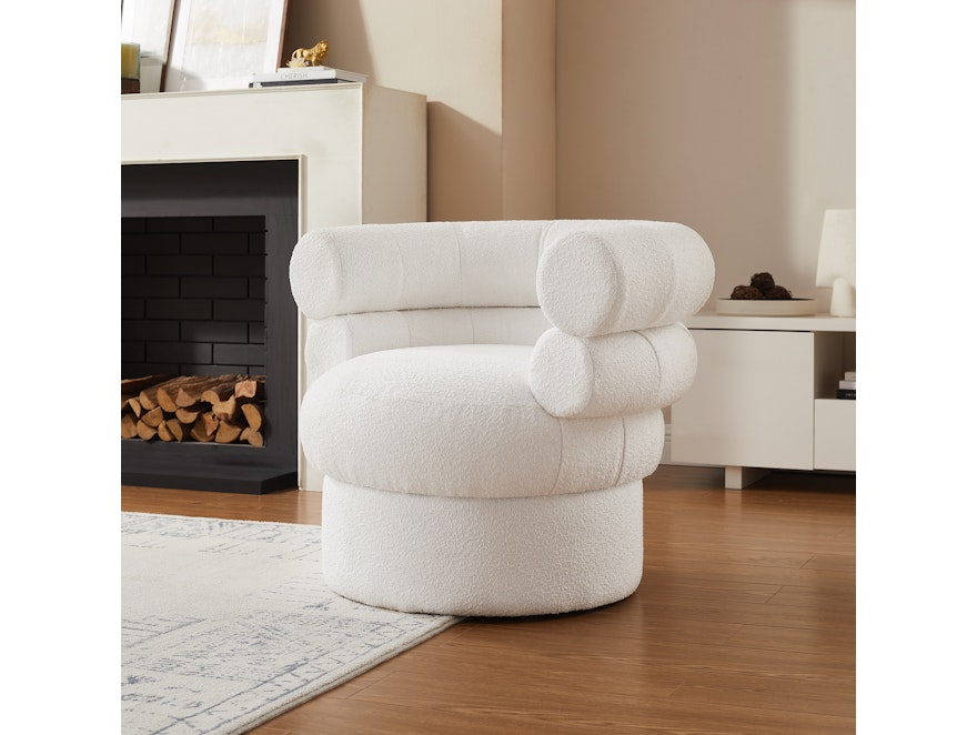 SalesFever® Sessel mit Drehfunktion aus Boucléstoff Weiß Sanremo 367261 - 2
