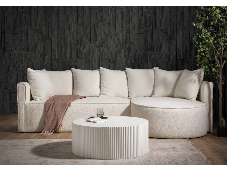 SalesFever® Couchtisch rund Ø 90 cm aus MDF in Naturweiß Skara 368015 - 2