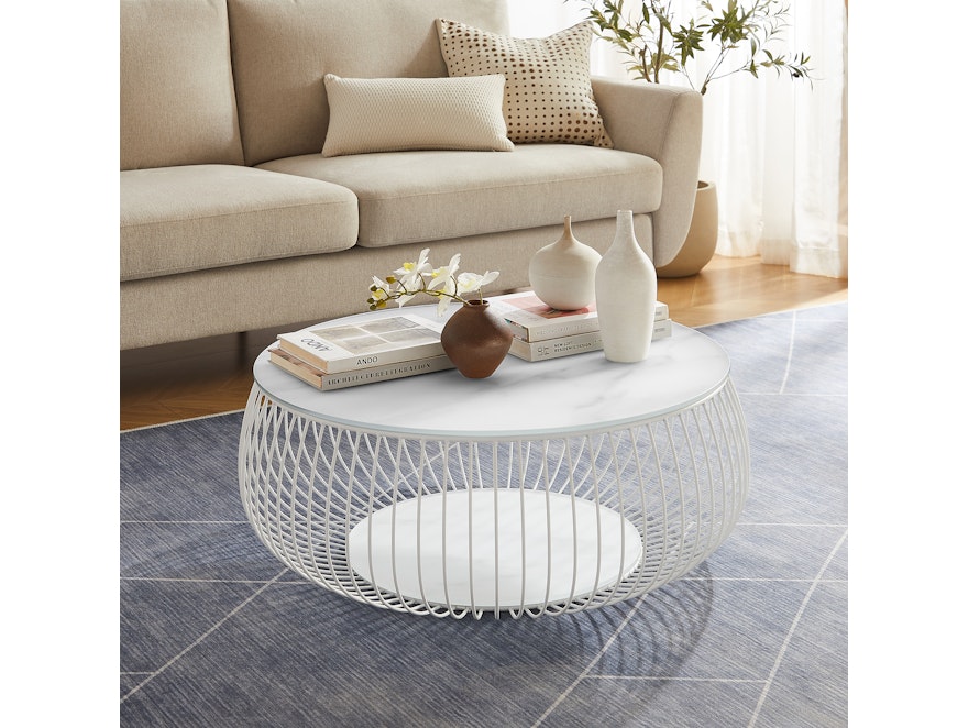 SalesFever® Couchtisch Ø 86 cm Weiß Yuna 368077 - 1